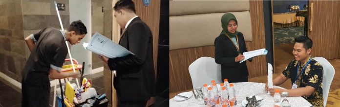 Para pramuwisata Banyuwangi mengikuti sertifikasi profesi berstandar ASEAN yang digelar LSP Bumi Sejahtera Banyuwangi, Kamis (11/5/2023) siang. (foto/ist)