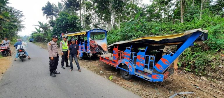 Kondisi kereta kelinci yang rusak usai nyungsep ke jurang di Desa Bumiharjo, Kecamatan Glenmore, Banyuwangi, Senin (26/6/2023). (foto/ist)