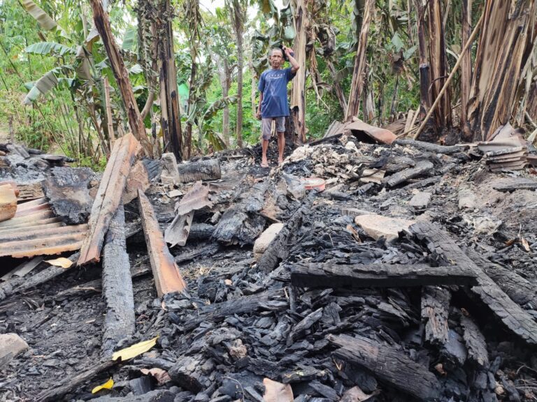 Kandang di Lingkungan Gentengan, Kelurahan Singonegaran, Kecamatan/Kabupaten Banyuwangi, terbakar, Jumat (13/10/2023). (foto/udi)
