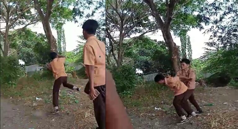 Potongan video aksi penganiayaan siswa SMP di Banyuwangi.