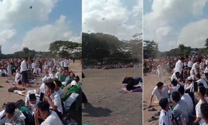 Warga Banyuwangi dikejutkan fenomena angin lesus saat salat Istisqa, Kamis (2/11/2023). (foto/ist)