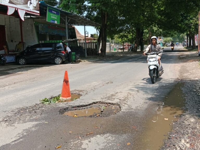 Ruas Jalan Kepiting, Banyuwangi yang kondisinya rusak, Selasa (19/3/2024). (Foto/udi)