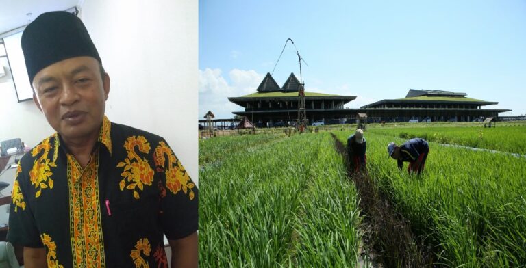 Ketua Pansus Raperda LP2B, Suyatno dan lahan abadi di sekitar Bandara Banyuwangi. (Foto/ist)