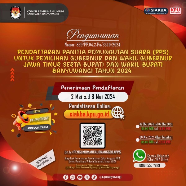 KPU Banyuwangi Buka Pendaftaran PPS Pilkada, Begini Caranya